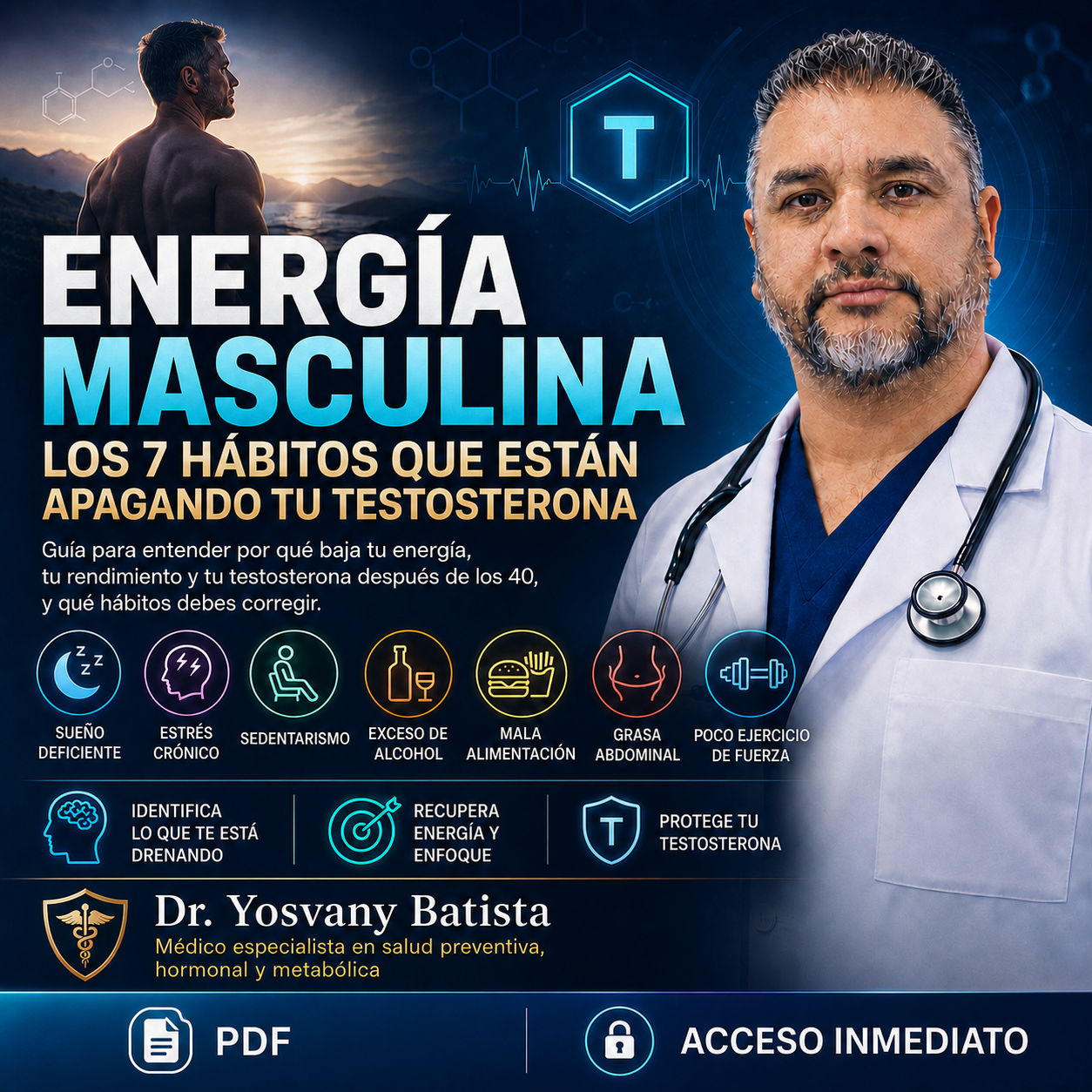 Energía Masculina: Los 7 Hábitos Que Están Apagando Tu Testosterona — Guía Digital + Plan de 14 Días