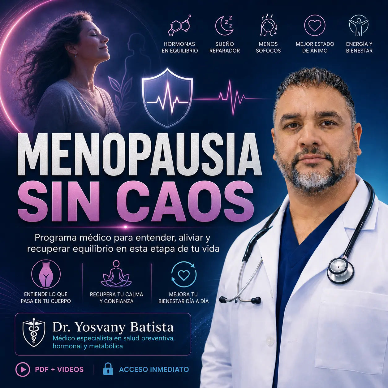 Menopausia sin Caos — Sueño, Sofocos, Abdomen y Ansiedad